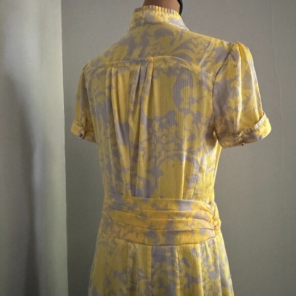 Unique Beautiful Alegense Collection Silky Tie-Neck Floral Dress Size Large - Picture 6 of 11